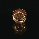 18k Yellow and White Gold Sapphire and Diamond Vintage Floral Ring Size 4.25