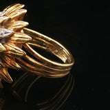 18k Yellow and White Gold Sapphire and Diamond Vintage Floral Ring Size 4.25
