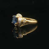 18k Yellow Gold Blue Sapphire and 0.75cttw Diamond Ladies Ring Size 6