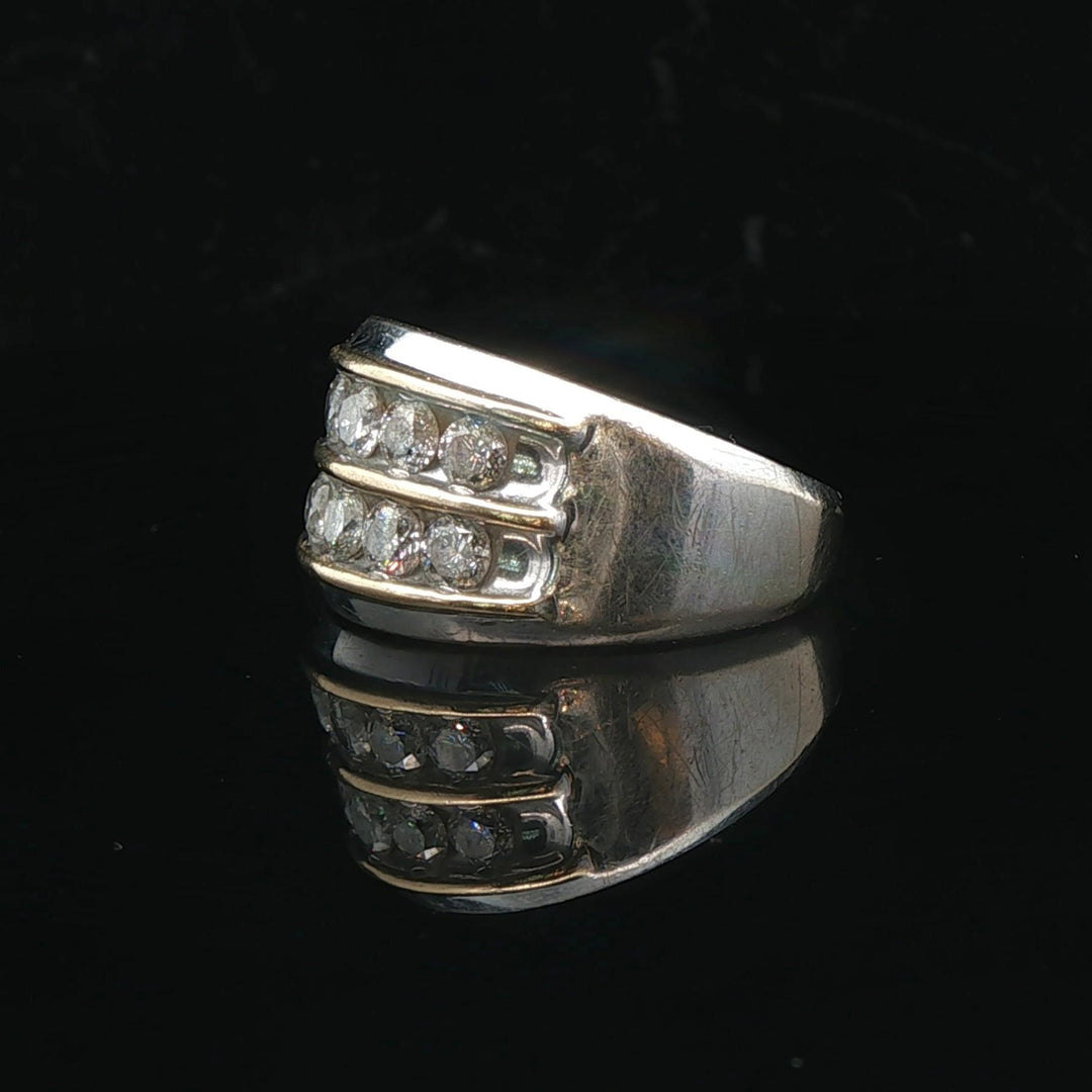 10k White and Yellow Gold 1.5cttw Diamond Men's Heavy Ring Size 10