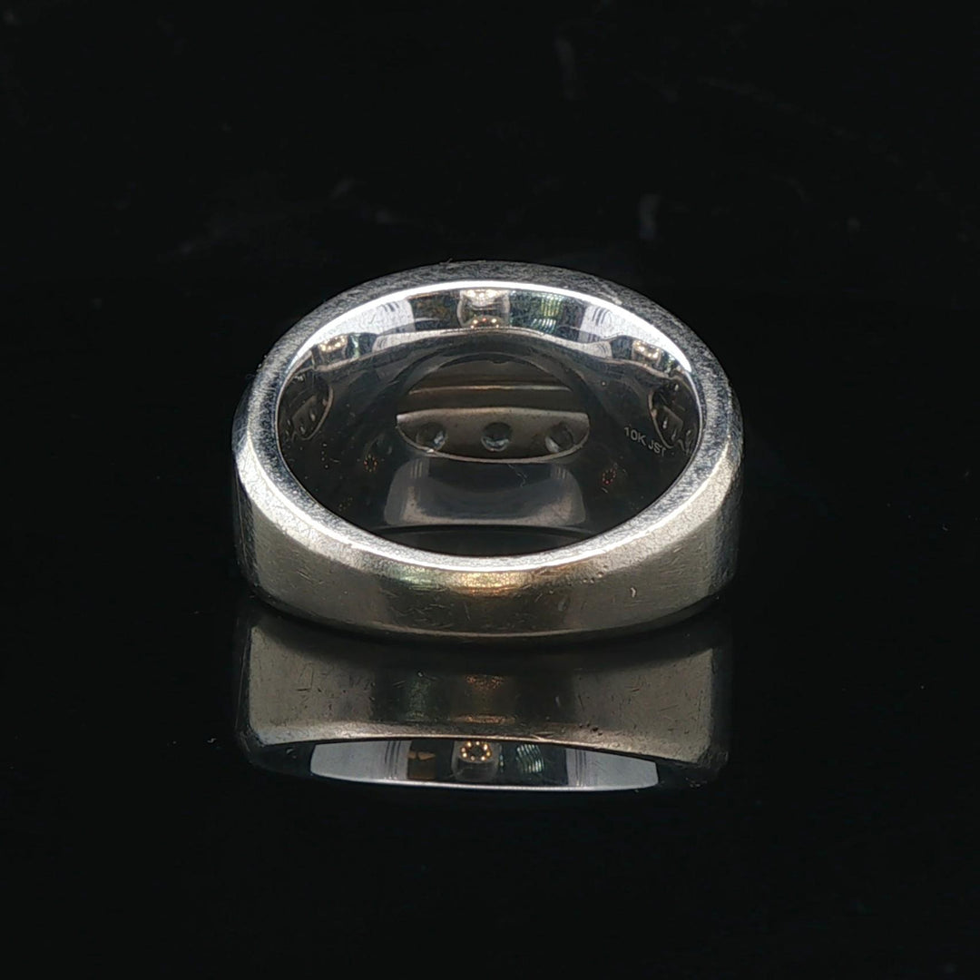 10k White and Yellow Gold 1.5cttw Diamond Men's Heavy Ring Size 10