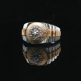 10k White and Yellow Gold Diamond Men's Watch Style Ring Size 10