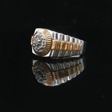 10k White and Yellow Gold Diamond Men's Watch Style Ring Size 10