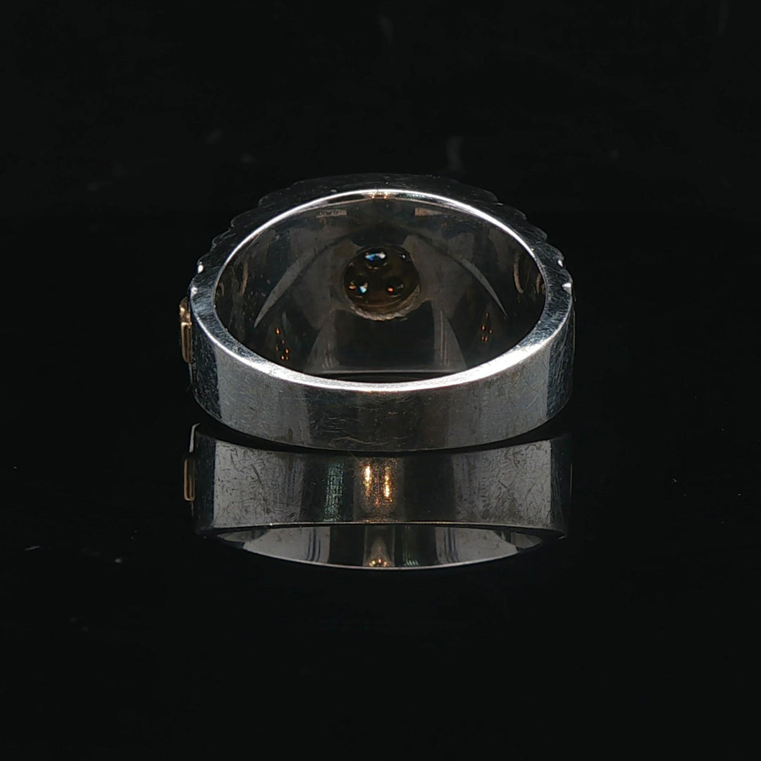 10k White and Yellow Gold Diamond Men's Watch Style Ring Size 10