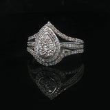 10k White Gold and 1.5cttw Diamond Pear Shape Halo Ring Size 8.5