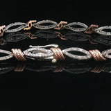 10k White and Rose Gold 1.5cttw Two Tone Fancy Link Bracelet 7.5"