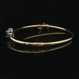 14k Yellow Gold Blue Sapphire and Diamond Halo Bangle Bracelet 6.75"