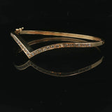 14k Yellow Gold and 1cttw Diamond Solid V Bangle Bracelet 6.5"