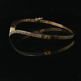 14k Yellow Gold and 1cttw Diamond Solid V Bangle Bracelet 6.5"