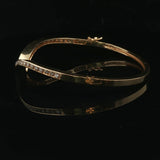14k Yellow Gold and 1cttw Diamond Solid V Bangle Bracelet 6.5"
