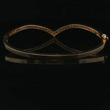 14k Yellow Gold and 1cttw Diamond Solid V Bangle Bracelet 6.5"
