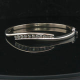 14k White Gold and 1cttw Diamond Solid 20g Heavy Bypass Bangle Bracelet 6.75"