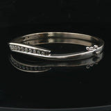 14k White Gold and 1cttw Diamond Solid 20g Heavy Bypass Bangle Bracelet 6.75"