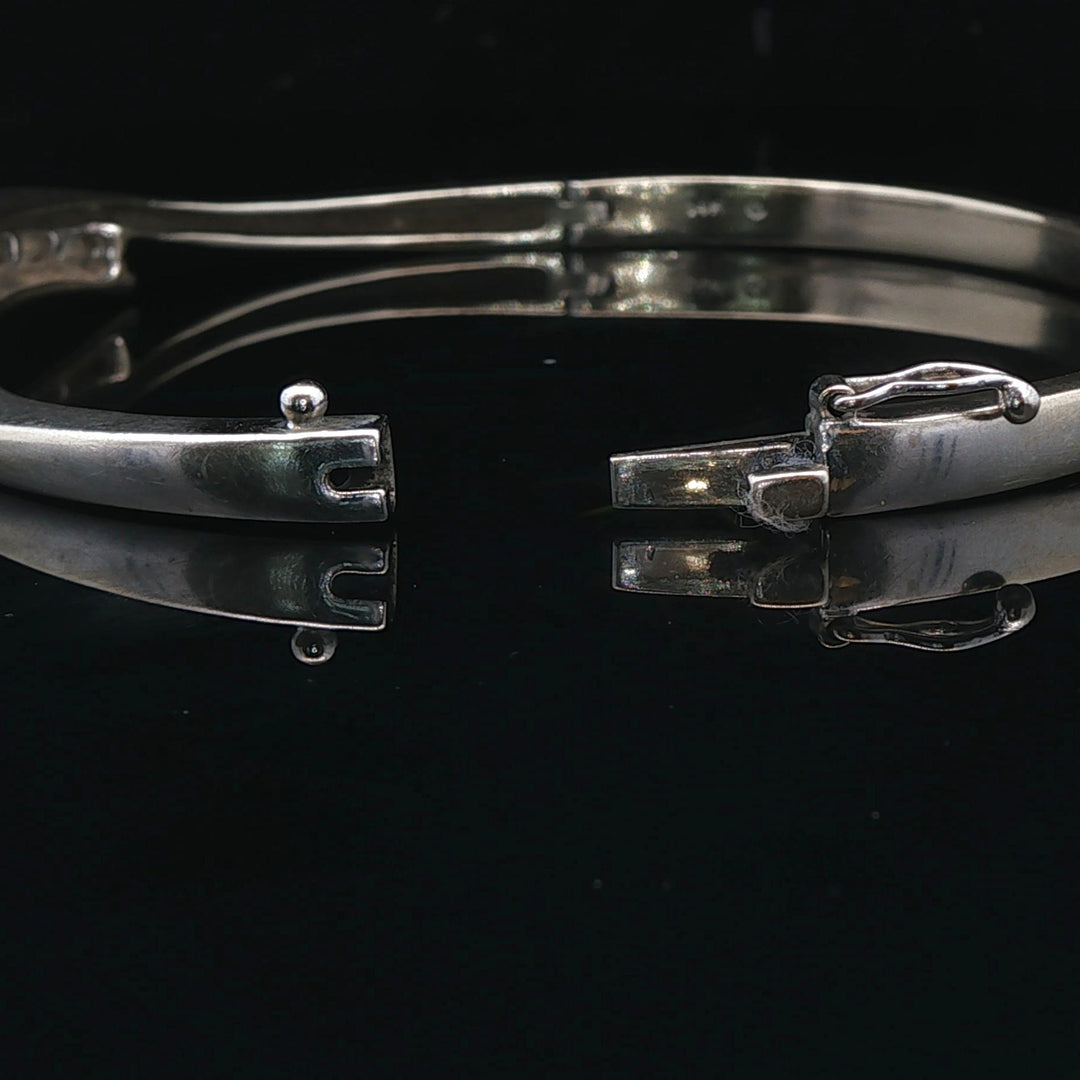 14k White Gold and 1cttw Diamond Solid 20g Heavy Bypass Bangle Bracelet 6.75"