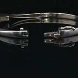 14k White Gold and 1cttw Diamond Solid 20g Heavy Bypass Bangle Bracelet 6.75"