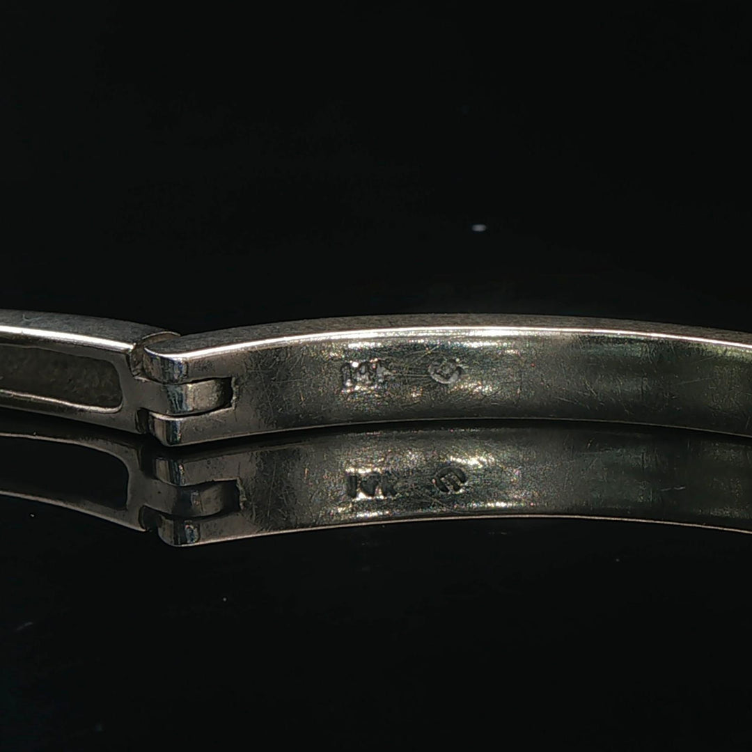 14k White Gold and 1cttw Diamond Solid 20g Heavy Bypass Bangle Bracelet 6.75"