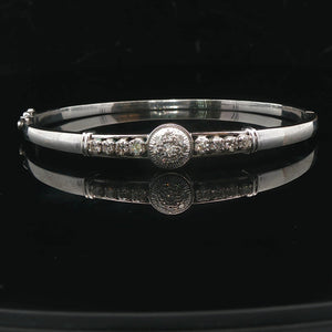 14k White Gold and 0.50cttw Diamond Solid Vintage Bangle Bracelet 6.5"
