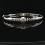14k White Gold and 0.50cttw Diamond Solid Vintage Bangle Bracelet 6.5"