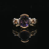 14k Yellow and White Gold Amethyst and Diamond Ladies Ring Size 8