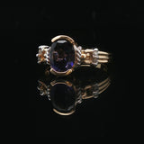 14k Yellow and White Gold Amethyst and Diamond Ladies Ring Size 8