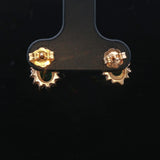 14k Yellow Gold Emerald and Diamond Halo Stud Earrings