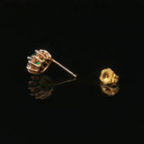 14k Yellow Gold Emerald and Diamond Halo Stud Earrings