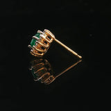 14k Yellow Gold Emerald and Diamond Halo Stud Earrings