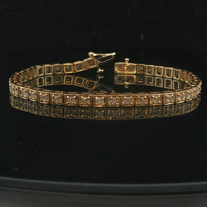 14k Yellow Gold and 2cttw Diamond Squared Tennis Bracelet