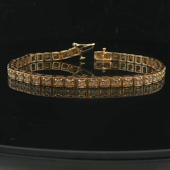 14k Yellow Gold and 2cttw Diamond Squared Tennis Bracelet