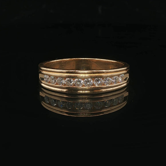 14k Yellow Gold and 0.50cttw Channel Set Diamond Men's Band Ring Size 11.5