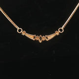 14k Yellow Gold Emerald and Diamond Herringbone Link Pendant Necklace Italy 16"