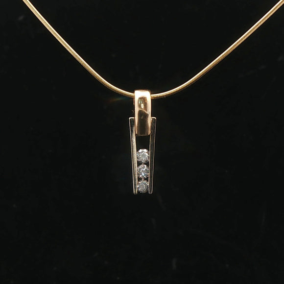 14k Yellow and White Gold 0.25cttw Diamond Slide Pendant Snake Link Necklace 16