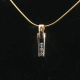 14k Yellow and White Gold 0.25cttw Diamond Slide Pendant Snake Link Necklace 16"