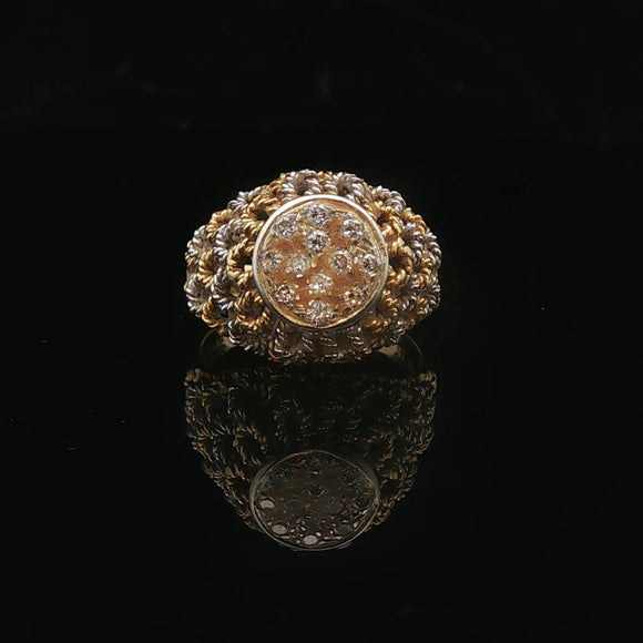 18k Yellow and White Gold 0.25cttw Diamond Vintage Ladies Ring Size 5.5