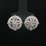 18k White Gold and 0.42cttw Diamond Vintage Filigree Stud Earrings