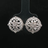 18k White Gold and 0.42cttw Diamond Vintage Filigree Stud Earrings