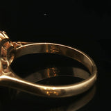 18k Yellow Gold Three Stone Blue Sapphire and Diamond Halo Ring Size 6.75