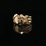 14k Yellow Gold and 0.25cttw Diamond Solid Nugget Ring Size 6