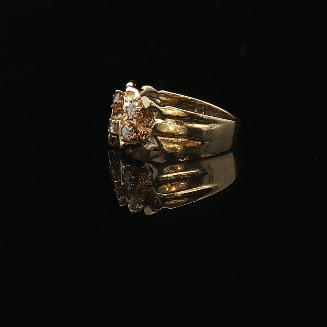 14k Yellow Gold and 0.25cttw Diamond Solid Nugget Ring Size 6