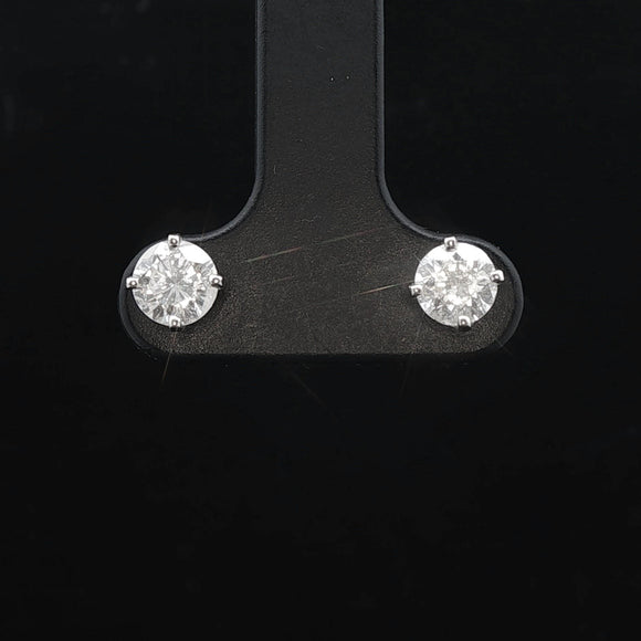 14k White Gold and 0.90cttw Diamond Stud Earrings