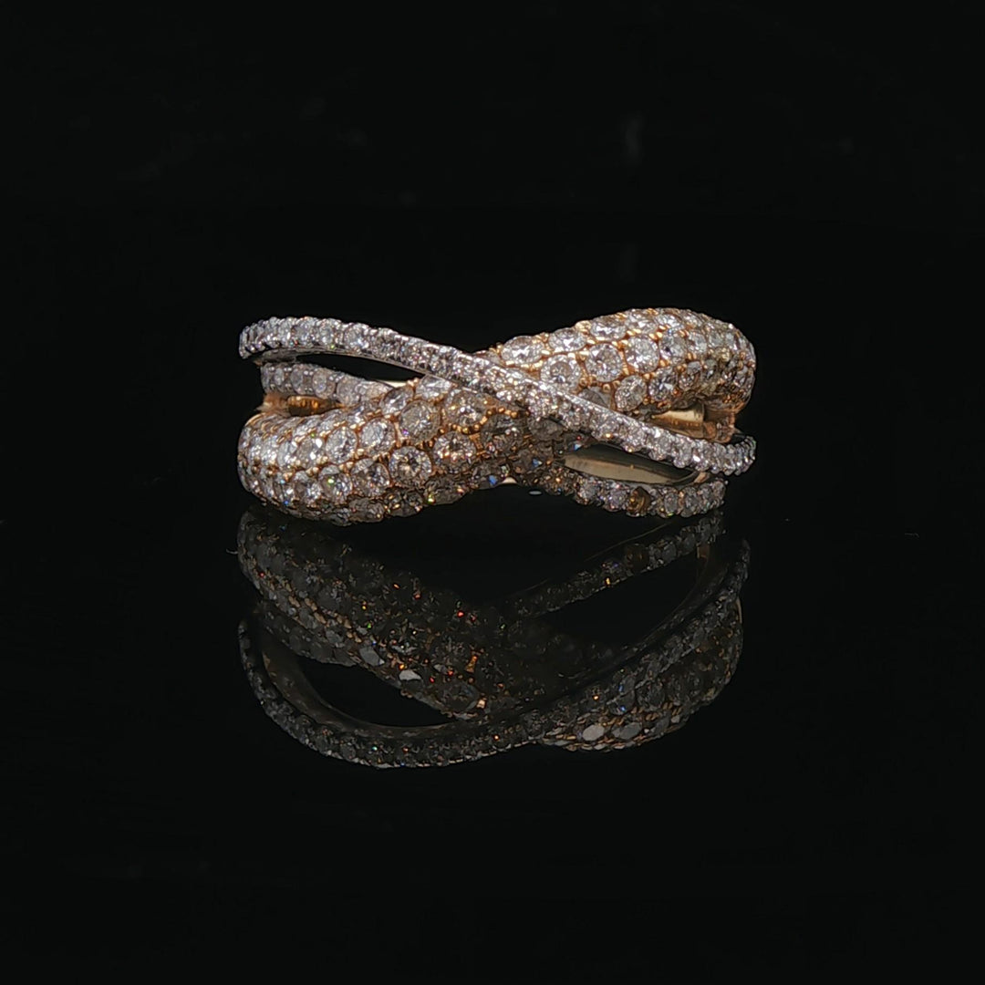 14k Yellow Gold and 2cttw Diamond Crossover Band Ring Size 8