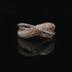 14k Yellow Gold and 2cttw Diamond Crossover Band Ring Size 8