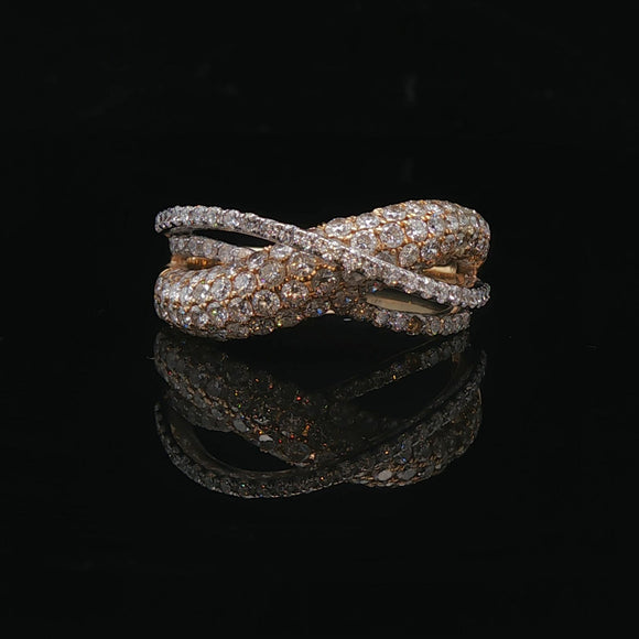 14k Yellow Gold and 2cttw Diamond Crossover Band Ring Size 8