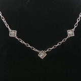 14k White Gold and Diamond Vintage Station Cable Link Necklace 16"