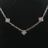 14k White Gold and Diamond Vintage Station Cable Link Necklace 16"