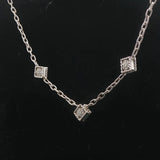14k White Gold and Diamond Vintage Station Cable Link Necklace 16"