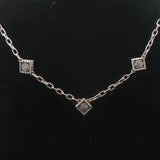 14k White Gold and Diamond Vintage Station Cable Link Necklace 16"