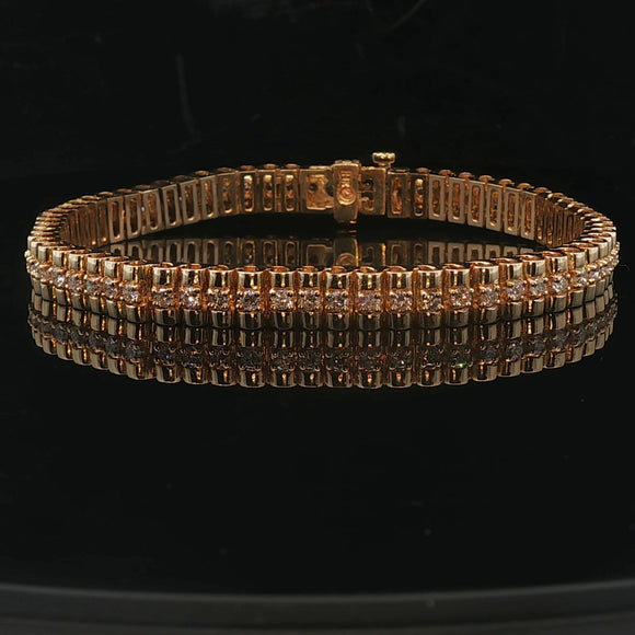 14k Yellow Gold and 2cttw Solid Heavy 25.6g Fancy Link Bracelet 7.25