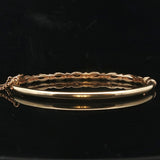 14k Yellow Gold Blue Sapphire and Diamond 10.7g Vintage Bangle Bracelet 6.5"