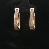 14k Yellow Gold and 1cttw Princess Cut Diamond Hoop Earrings 1"
